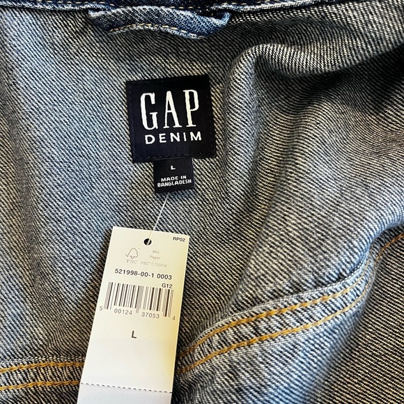 GAP women’s long oversize cinched waist denim jean jacket large NWT - Picture 5 of 11